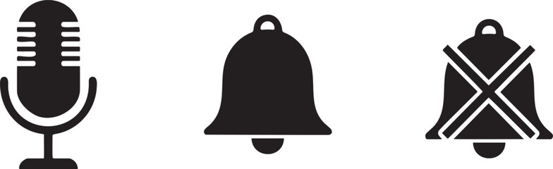 Microphone Notification Icons Set for Audio Alerts Status