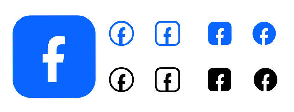 Collection of Facebook logo. Realistic editorial set.