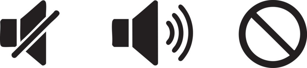 Mute Sound Icons Set for Audio Volume Control