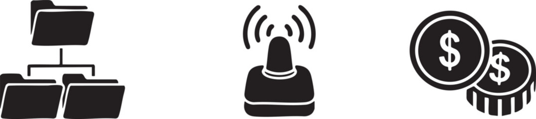 Network Finance Sitemap Folders Wifi and Dollar Coins