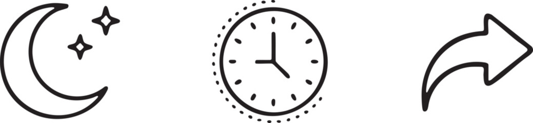 Night Mode Time Icons Set for Dark Interface