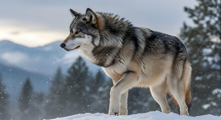 Obraz premium gray wolf in snow
