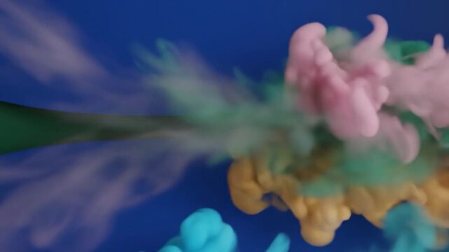 Microscopic view of bacteria under green light against blue background
