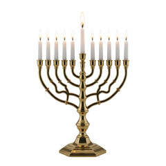 Fototapeta premium Traditional menorah with candles isolated on transparent background