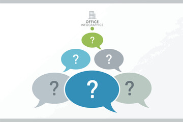 colorful speech bubbles with question marks  office infographics concept