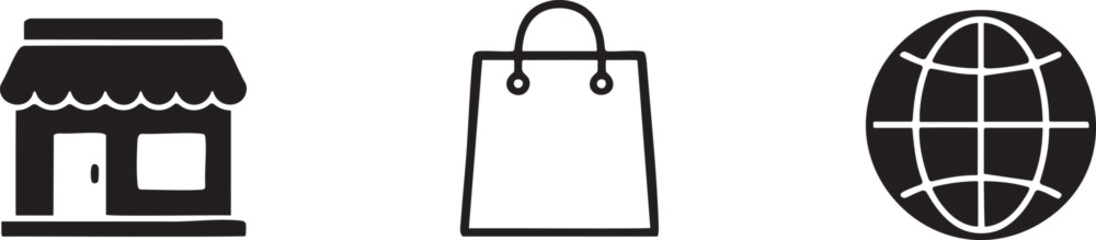 Retail Store Shopping Icons Set for Marketplace Design