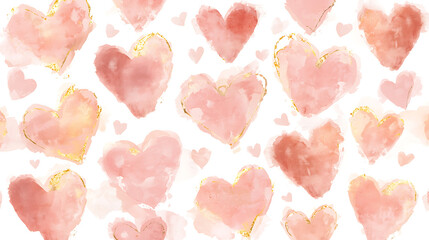 Watercolor hearts pattern illustration