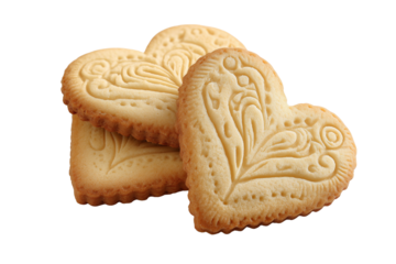 Heart-shaped cookies isolated on transparent background