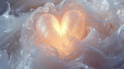Illuminated heart in swirling mist illustration