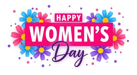 Obraz premium Happy women's day celebration greeting with colorful flowers
