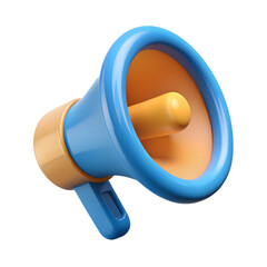 Blue and orange 3d megaphone icon for loud announcements and digital marketing © Marjana
