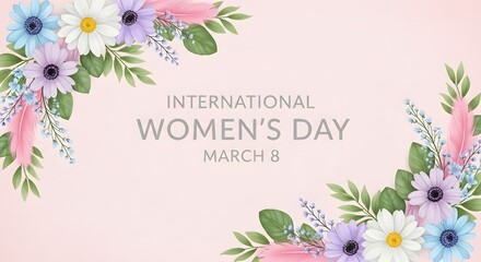 International women's day celebration background with beautiful flowers