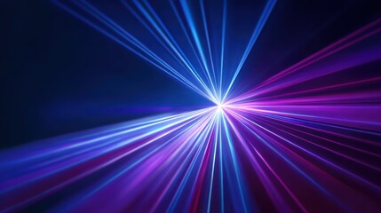 Obraz premium Abstract background featuring converging streaks of blue purple light, dynamic motion speed for tech visual