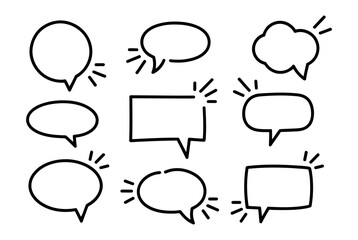 Collection of doodle speech bubbles vector illustration for message dialog and communication design element