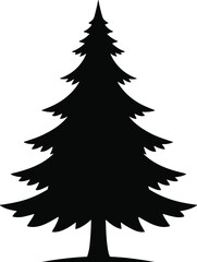 Fototapeta premium Black pine tree silhouette vector illustration isolated on white background for forest nature outdoor logo branding design use