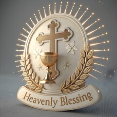 First Holy Communion Sacred Chalice with Dove and Wheat Symbol