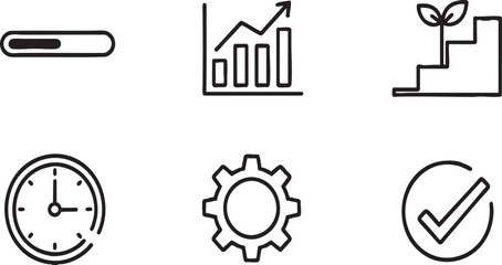 Business Progress Growth and Efficiency Icon Set