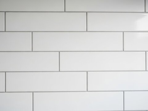 Modern subway tiles in clean white layout