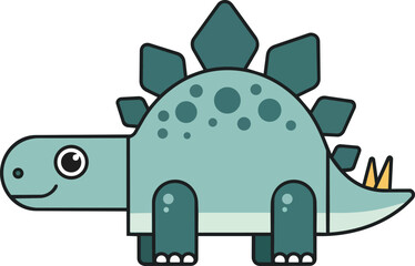 A cartoon stegosaurus standing alone on a plain background viewed from the side with a friendly expression © faisalaladabi