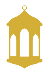 Golden Islamic Lantern Icon, Ramadan Arabic Lamp Isolated on Transparent Background