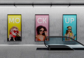Subway Poster Advertising Mockup Set
