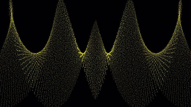 Abstract mountain range of yellow dots on black background. Suitable for web design, posters, and digital art projects. Creative and modern. (alpha channel)