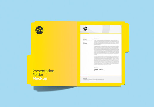 Corporative Paper Folder Frontal View Mockup