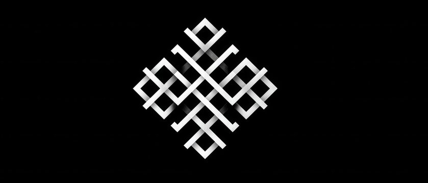 Elegant Minimalist Solomonic Knot Pattern in Black and White Design