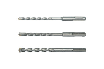 Set of concrete drill bits isolated on white background.