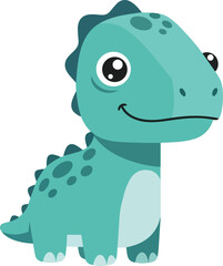 Obraz premium A cartoon dinosaur with a friendly smile standing alone on a plain background viewed from the side