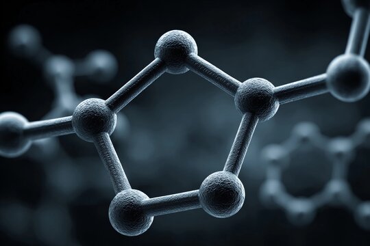 Close-up of molecular structure on dark background - Powered by Adobe