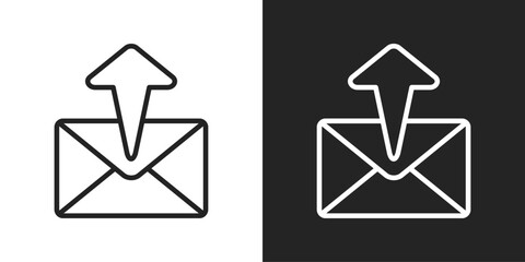 Email Sign Out Icon In Black And White Line Style