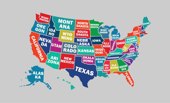 United States Map with State Abbreviations &ndash; High-Resolution Vector Map of the United States of America.	