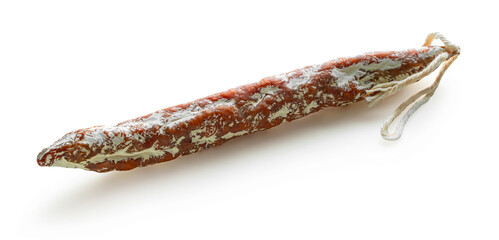 dried sausage on a white isolated background