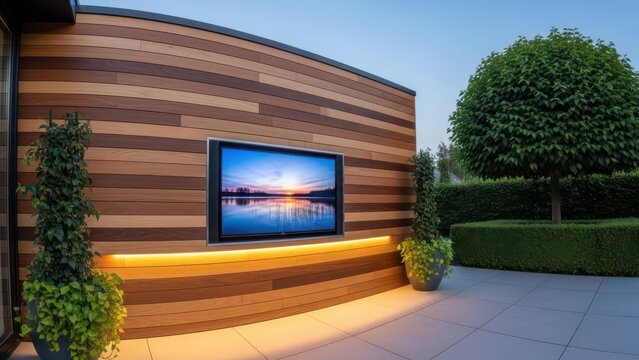 Modern outdoor tv setup isolated on transparent background