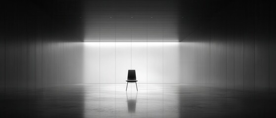 Minimalist Workspace with Single Black Chair in Modern Setting