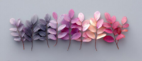Minimalist Japanese Barberry Leaves Arrangement in Gradient Colors