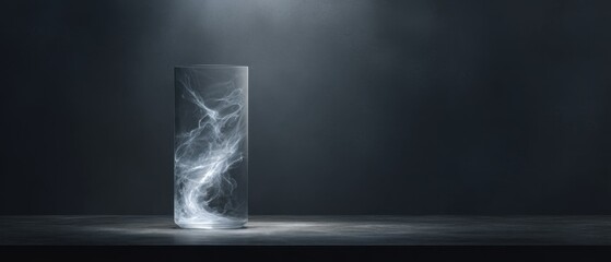 Minimalist Clear Glass Cylinder with Abstract Smoke Effect