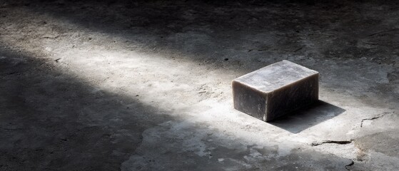 Minimalist Craft Soap Bar on Textured Concrete Floor with Light