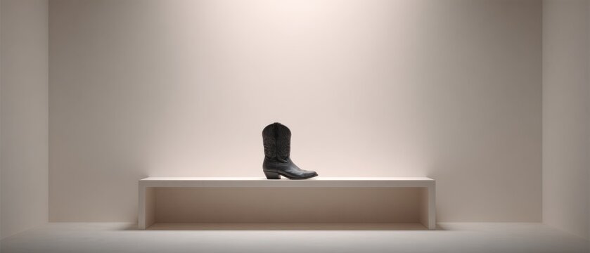 Minimalist Display of a Cowboy Boot in an Empty Space