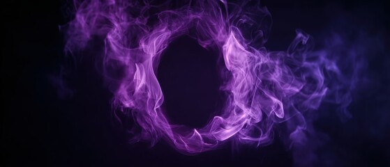 Naklejka premium Spooky smoke effect with purple glow exploding from circular center, dramatic for Halloween background, horror visual, poster design