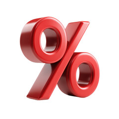 Percentage symbol 3D isolated on transparent background.