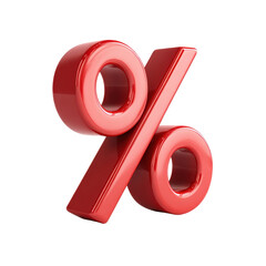 Percentage symbol 3D isolated on transparent background.