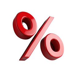 Percentage symbol 3D isolated on transparent background.