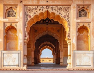 Naklejka premium Architectural Grandeur - Intricate Arches and Design of Lahore Fort.