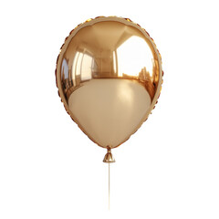 Round golden foil balloon isolated on transparent background