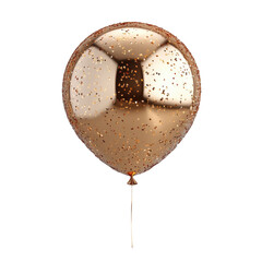 Round golden foil balloon isolated on transparent background