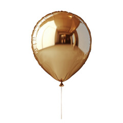 Round golden foil balloon isolated on transparent background