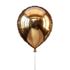 Round golden foil balloon isolated on transparent background