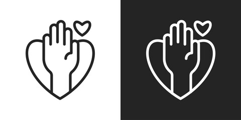 Obraz premium Volunteer Icon In Black And White Line Style